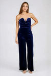 Inspire Glam Sweetheart Velvet Jumpsuit - Navy