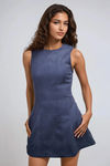Modern Allure Pocketed Suede Mini Dress - Navy