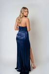 Stay In Love Strapless High Slit Maxi Dress - Navy