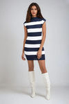 Winter Tide Stripe Knit Mini Dress - Navy Stripe