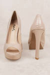 Bella Nude Patent Open Toe Heels