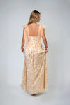 Shine Like This Deep V Glitter Maxi Dress - Nude Silver