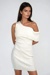 Whisper Curve One Shoulder Sweater Mini Dress - Oatmeal