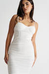 All Nighter Off White Ruched Mesh Corset Bodycon Midi Dress