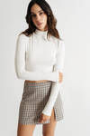 Campfire Cozy Off White Long Sleeve Turtleneck Crop Top