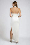Celestial Dream Halter Plunge Maxi Dress - Off White