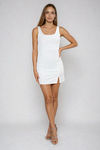 Chic Happens Slit Bodycon Mini Dress - Off White