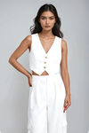 City Vibes Vest Top and Cargo Pants Set - Off White