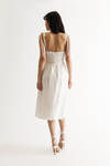 Get A Clue Off White Ruched Tied Midi Dress