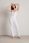 How Many More Off White Front Lace Up Jumpsuit