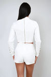 Run The Show Bolero Crop Top and Mini Skirt Set - Off White