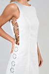 Side Glance O-Ring Side Cutout Mini Dress - Off White