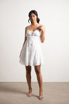 Stacey Off White Tie Front Tiered Skater Dress