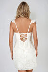 Sweetheart Muse Ruffle Lace Up Back Mini Dress - Off White