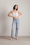 Therese Off White Lace Up Crop Tank Top