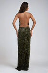 Wild Affair Velvet Mesh Maxi Dress - Olive Black