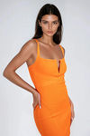 Bold Essence Ribbed Bodycon Midi Dress - Orange