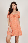 Willa Orange Floral Skater Dress