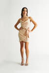 Corinne Peach Sequin Surplice Mini Dress