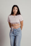 Body And Soul Pink Satin Tie Crop Top