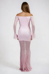 Carry the Glow Off Shoulder Mermaid Maxi Dress - Pink