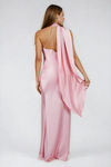 Dressed to Dazzle Drape Scarf Slit Maxi Dress - Pink