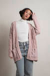 My Comfort Zone Pink Cable Knit Sweater Cardigan