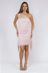 Strike Fierce One Shoulder Bodycon Mini Dress - Pink