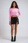 Sweet & Twisted Cable Knit Crop Top - Pink