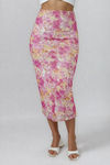 Catch the Breeze Floral Mesh Maxi Skirt - Pink/Yellow