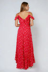 Fresh Feel Floral Off Shoulder Maxi Dress - Red