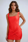 Hot Streak Square Neck Bodycon Mini Dress - Red