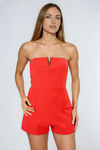 Oops, You Stare Tube Top Romper - Red