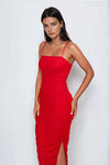 Rosie Ruched Cami Midi Dress - Red