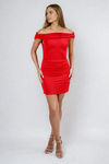 Soft Seduction Draped Cowl Bodycon Mini Dress - Red