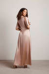 The Joy Of It Rose Gold Satin Twist High-Low Maxi Dress