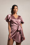 Jazmine Rose Butterfly Sleeves Satin Wrap Dress