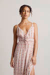 Paint the Walls Rose Floral Striped Keyhole Maxi Dress
