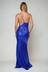 Flirty Wink One Shoulder Sequin Maxi Dress - Royal
