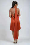 Golden Hour Mock Neck Backless Mini Dress - Rust
