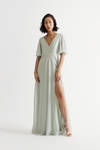 Come Closer To Me Butterfly Sleeve High Slit Maxi Dress - Sage