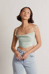 Is It Over Sage Ditsy Floral Cowl Neck Scarf Crop Top