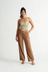 Florencia Sage Multi Floral Lace-Up Corset Bustier Top