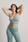 On My Mind Sage Floral Cami Crop Top and Pants Set