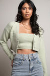 Sofie Sage Sweater Tube Top & Cropped Cardigan Set