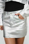 Cosmic Edge Metallic Mini Skirt - Silver