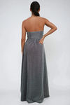 Glimmer Babe Cutout Bust Glitter Maxi Dress - Silver