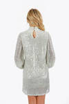 Kielle Silver Mock Neck Sequin Mini Dress 