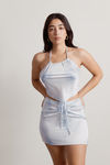 Tamara Sky Blue Tie-Dye Halter Crop Top And Skirt Set