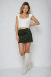 Stop Right Here Corduroy A-line Mini Skirt - Smoky Green